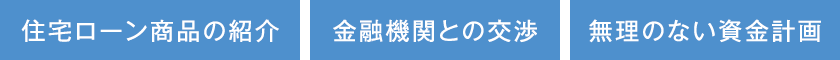 住宅ローン商品の紹介、金融機関との交渉、無理のない資金計画